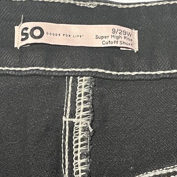 Super High Rise Cutoff Black Destructed Denim Shorts 9 / 29W SO Y2K goth grunge - Picture 5 of 8